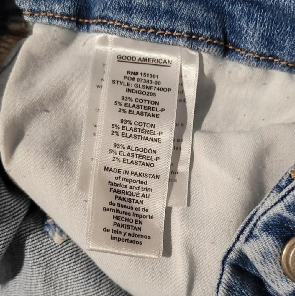 Good American Good Leg high rise indigo205 distressed pockets straight jeans - Picture 7 of 13